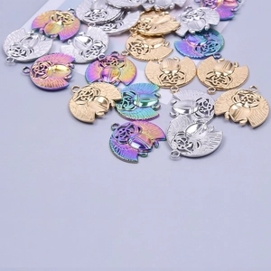 Golden and silver beetle charms for DIY jewelry making in polished stainless steel