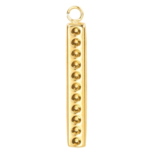 Polished 18k gold plated rectangular pendant with 11 round settings and jump ring