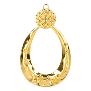 Gold plated stainless steel water drop pendant with hammered texture for DIY jewelry