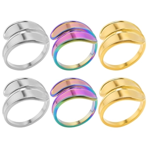 Minimalist Stainless Steel Geometric Open Ring For Women Men Vintage Adjustable Wrap Finger Ring Gold Silver Rainbow Jewelry
