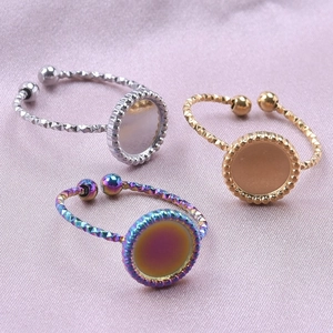 Base de anillo ajustable de acero inoxidable con bisel redondo en tres colores metal