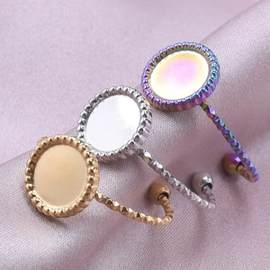 Anillos de acero inoxidable tricolores con bisel redondo para creación de joyas DIY