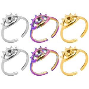 Anello Aperto Occhio Del Diavolo In Acciaio Inossidabile Vintage Per Uomo Donna Anello Regolabile Con Strass Gioielli Gotici Minimalisti