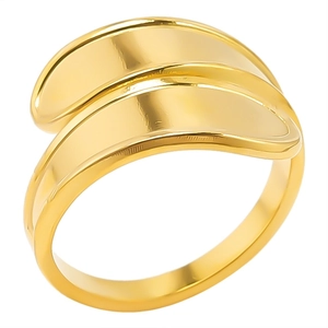 Minimalist gold geometric wrap ring with polished stainless steel adjustable band