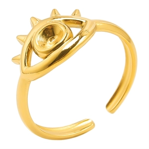 Anello aperto regolabile occhio del male dorato con punte in acciaio inossidabile