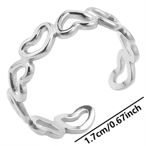 Detailweergave van verstelbare binnendiameter van 1,7 cm op holle hartstalen ring