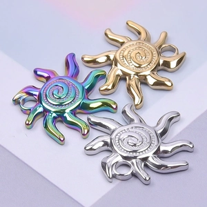Minimalist sun-shaped stainless steel charms in gold, silver, and rainbow for DIY jewelry