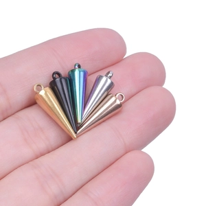 Polished stainless steel cone pendants in five metallic colors for DIY jewelry making