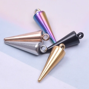 Polished stainless steel cone pendants in five colors for DIY jewelry necklaces