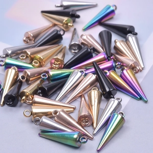 DIY stainless steel cone pendants in multiple colors including gold silver and rainbow