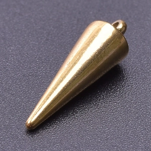Detailed macro view of 18k gold vacuum plated stainless steel conical pendant connector