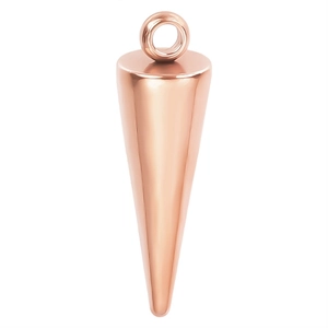 Polished rose gold cone-shaped stainless steel pendant with high-shine reflective finish