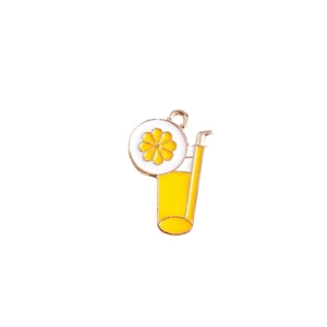 Alloy lemon drink charms with drip oil craft for DIY jewelry making accessories