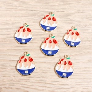 Cute strawberry ice cream alloy charms with blue bowl for DIY jewelry making sets