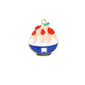 Japanese style strawberry shaved ice charm made of colorful enamel and alloy for DIY jewelry