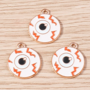 Lot de 10 breloques globe oculaire en émail et or rose pour la création de bijoux Halloween