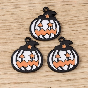 Détails de pendentifs sorcier citrouille d'Halloween en alliage émaillé pour bijoux