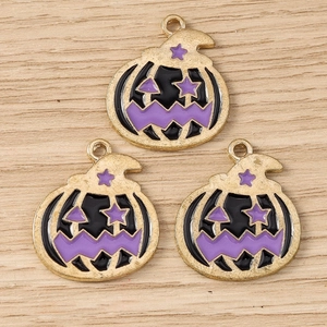 Lot de 3 breloques citrouille d'Halloween avec chapeau de sorcière pour bijoux DIY