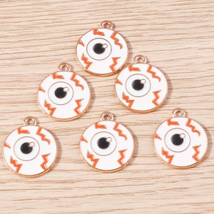 Pendentifs œil d'Halloween en alliage avec des motifs injectés de sang orange et émail