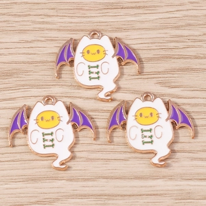 Cartoon cat ghost bat enamel charms set for Halloween DIY jewelry making projects