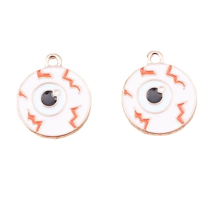 Pendentifs œil d'Halloween en or rose avec veines rouges pour création de bijoux