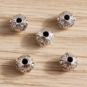 Alloy Large Hole Spacer Beads Silver Color Retro Woven Texture Loose Beads DIY Charms For Bracelet Necklace Jewelry Making