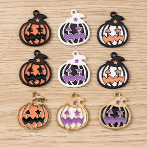 Pendentifs en Alliage d'Émail de Citrouille d'Halloween avec Chapeau de Sorcière pour Bracelet Collier Porte-clés DIY