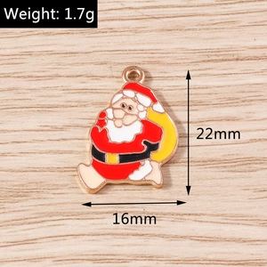 Detailed view of enamel Santa Claus pendant showing dimensions 22mm x 16mm and 1.7g weight