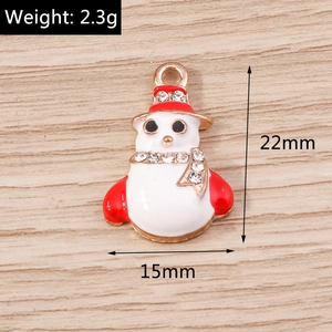 Detailed view of snowman Christmas charm with 22mm height and sparkling rhinestones