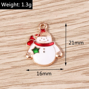 Macro view of snowman enamel charm with red scarf and 21x16mm size specifications