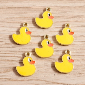 Cartoon Duck Alloy Enamel Charms For DIY Jewelry Making Cute Animal Pendants For Bracelets Necklaces Handicraft Accessories