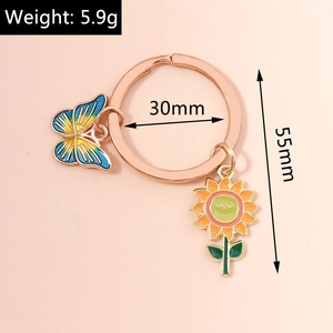 Detail showing weight 5.9g and 55mm height of butterfly sunflower keychain