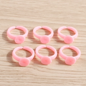 Pink plastic ring bases with flat circular mount for DIY jewelry making 10 pieces pack