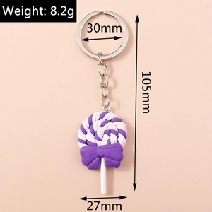 Lollipop keychain detail showing 105mm length and 8.2g weight measurements