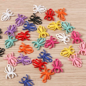 Colorful alloy spider charms with hanging loops for DIY Halloween jewelry making
