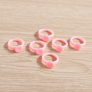 Pink DIY adjustable plastic rings with flat circular bases for handmade accessories