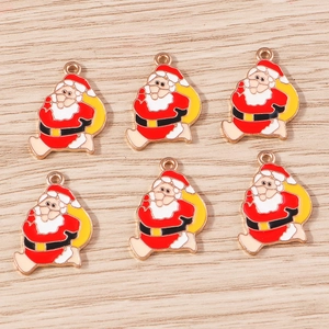 Set of 6 Christmas Santa Claus alloy enamel charms for DIY jewelry and crafts making