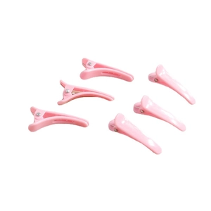 Set of 6 light pink alligator hair clips with minimalist glossy finish for daily styling