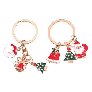 Porte-clés de Noël créatif avec pendentifs Père Noël, sapin, cloche et lune pour sac