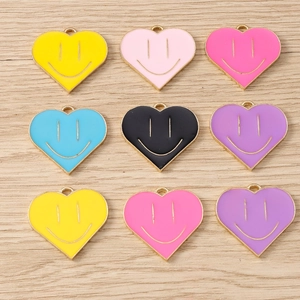 Heart Smiley Face Enamel Pendants Alloy Drip Oil Colorful Charms For DIY Jewelry Making Necklace Bracelet Keychain Accessories