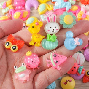 Assorted colorful resin charms in cute animal and flower shapes for DIY jewelry making