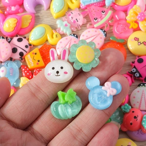 Mix of 15 colorful cartoon resin pendants including rabbits and bears for DIY crafts