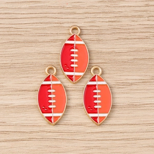 Set of 3 alloy American football enamel pendants for DIY sports jewelry making