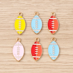 Enamel Alloy Football Charms For DIY Jewelry Making Sports Themed Pendants For Bracelets Necklaces Earring Accessory