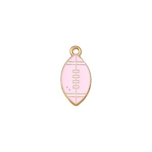 Pink enamel rugby ball charms with gold alloy frame for DIY jewelry making 10 pieces pack