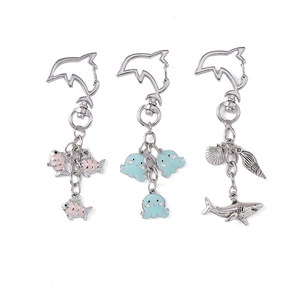 Creative marine animal keychains set featuring shark octopus and koi pendants