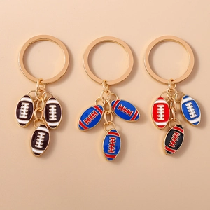 Portachiavi American Football Sportivo in Lega di Zinco Oro Palla da Rugby Ciondolo per Borsa Accessorio di Moda Personalizzato per Appassionati di Sport