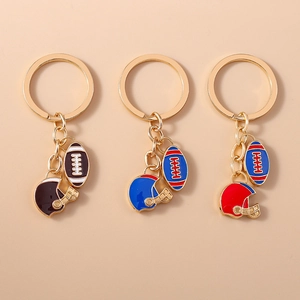 Porte-clés Sportif Football Américain Et Casque Pendentif Rugby En Alliage De Zinc Émaillé Anneau De Clé Mode Charme De Sac À Dos Cadeau