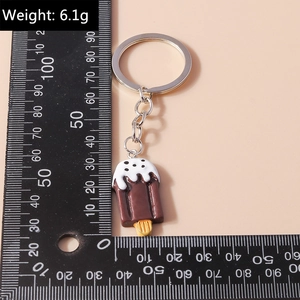 Detailed size measurement of a chocolate ice cream keychain showing 60mm length