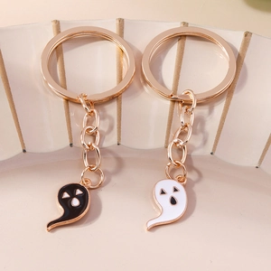 Cute Halloween Ghost Keychain Zinc Alloy Enamel Cartoon White Black Spirit Backpack Pendant For Party Gift Women Men Jewelry